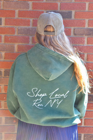 Figgy Embroidered Hoodie in Forest Green