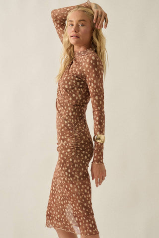 Polka Dot Mesh Midi Dress