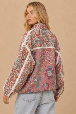 Floral Quilted Zip-Up Jacket