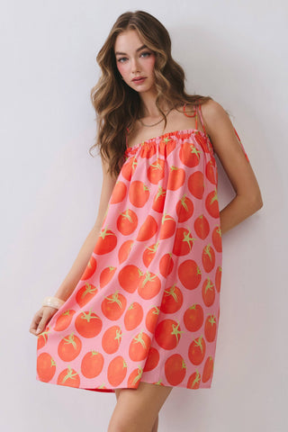 Tomato Print Swing Mini Dress