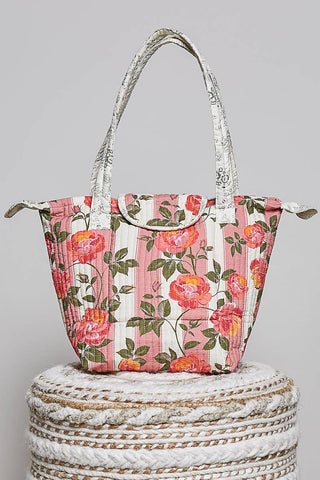 Quilted Rose Tote Bag