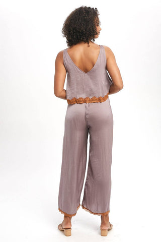 Lace Edge Jumpsuit in Dusty Lavender