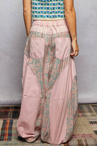 Contrast Panel Barrel Pants