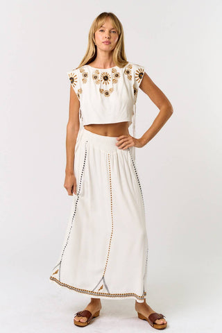Boho Embroidered Crop Top & Maxi Set