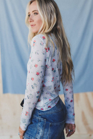Made You Blush Floral Top in Ivory