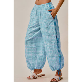 Plaid Jogger Track Pants in Pink