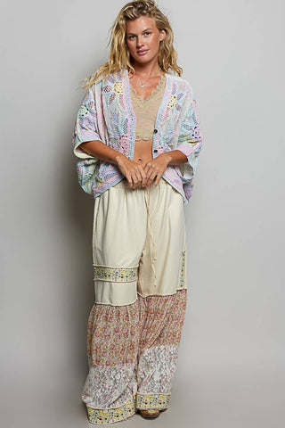 Oversized V-neck Batwing Sleeve Crochet Cardigan
