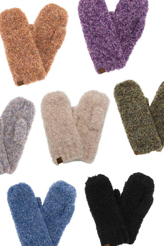 C.C Mixed Color Boucle Mittens: Rust