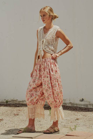 Floral Cotton Balloon Bloomer Pants
