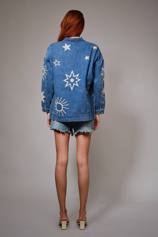 Celestial Embroidered Denim Jacket