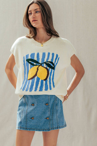 Lemon Graphic Knit Vest