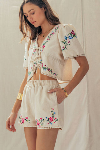 Embroidered Boho Crop Top