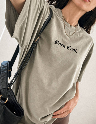 "Born Cool" Tee in Khaki