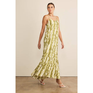 Tie-Dye Print Maxi Dress in Olive