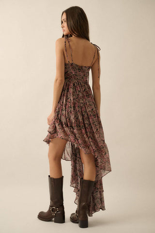 Floral Asymmetrical Ruffled Maxi Dress