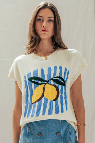 Lemon Graphic Knit Vest
