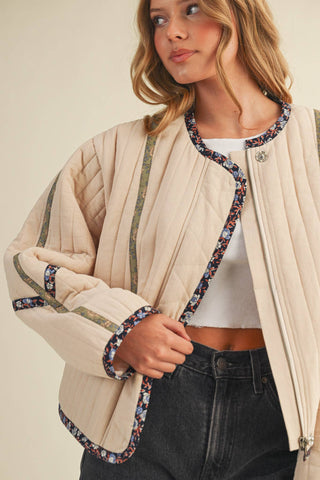 Quilted Jacket in Sand Beige