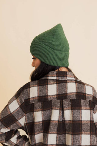 Smiley Knit Beanie in Forest Green