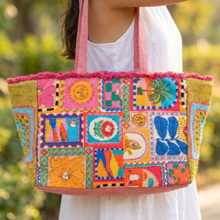 Folk Art Fringe Tote Bag