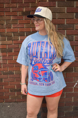 Vintage Buf Football T-Shirt in Clear Blue