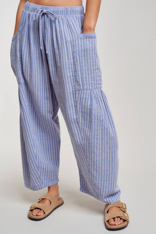 Striped Cotton Harem Pants