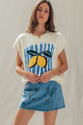 Lemon Graphic Knit Vest