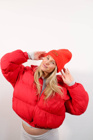 Cheetah Beanie in Red