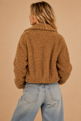 The Teddy Crop Jacket in Caramel