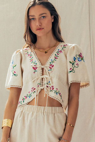 Embroidered Boho Crop Top