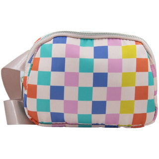 Multicolored Checkered Pattern Belt Bag: Multi Checker