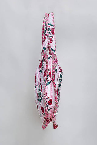 Heart Shaped Ruffle Quilted Tote Bag