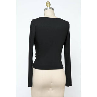 Ruched Front Tie Top in Black