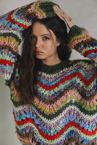 Hand-Knit Multicolor Sweater