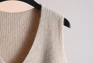 V-Neck Button-Detail Knit Vest