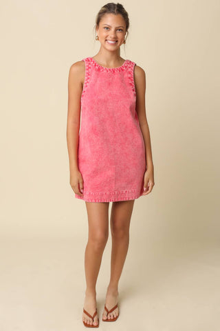 Washed Open-Back Mini Dress