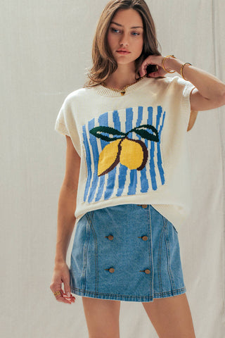 Lemon Graphic Knit Vest