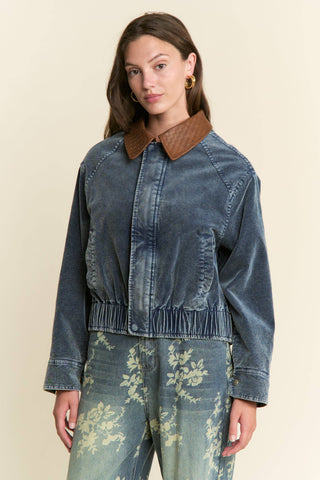 Mineral Washed Corduroy Jacket in Ash Navy