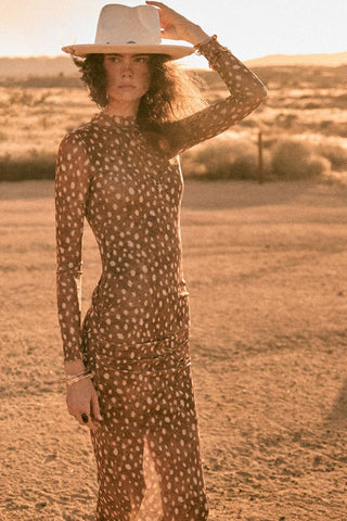 Polka Dot Mesh Midi Dress