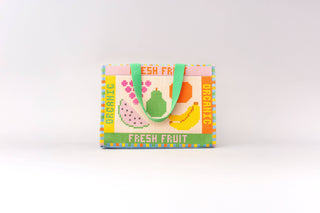 Rattan Market Bag, Fruit Tiles