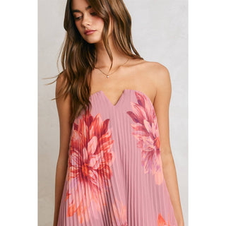 Pleated Maxi Dress in Dahlia Garden
