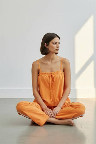 Solid Cotton Cami & Wide-Leg Pant Set