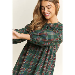 Soft Plaid Babydoll Mini Dress