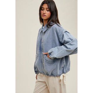 Oversized Denim Bomber Jacket