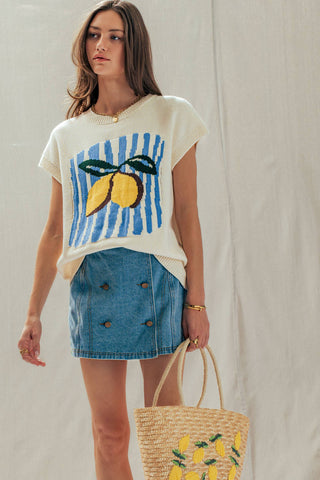 Lemon Graphic Knit Vest