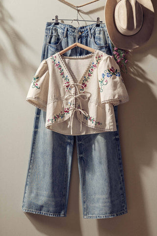 Embroidered Boho Crop Top
