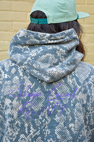 Figgy Embroidered Snake Print Hoodie