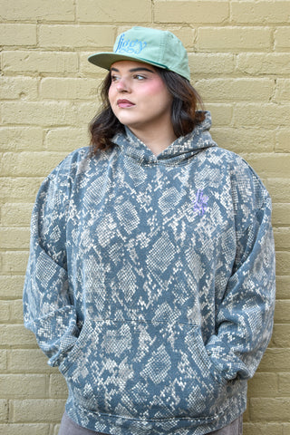 Figgy Embroidered Snake Print Hoodie