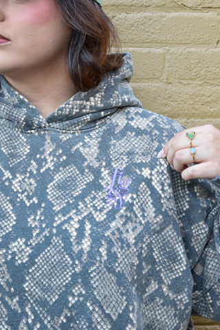 Figgy Embroidered Snake Print Hoodie