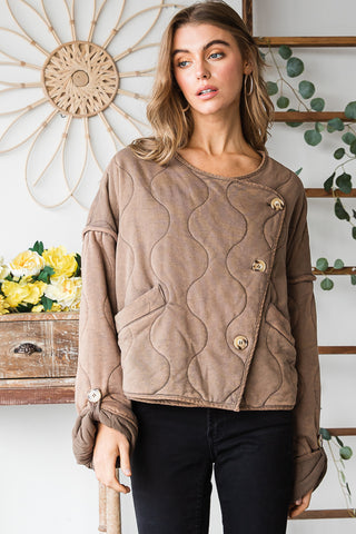 Mocha Quilted Cropped Jacket