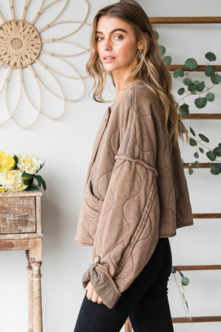 Mocha Quilted Cropped Jacket